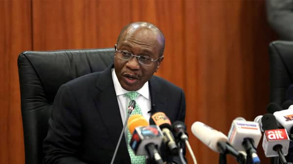 FILE PHOTO: Nigeria’s Central Bank Governor Godwin Emefiele speaks during the monthly Monetary Policy Committee meeting in Abuja