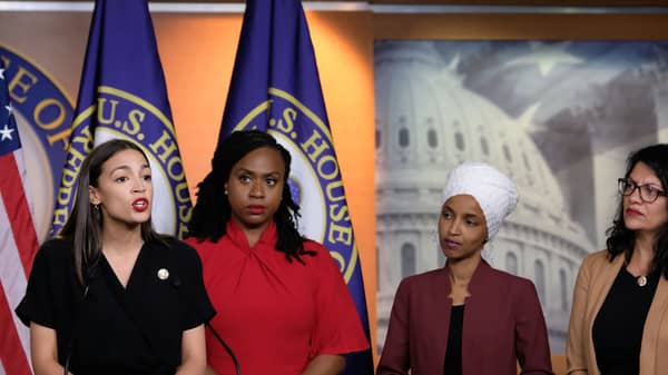 Congresswomen Ocasio-Cortez, Tlaib, Omar, And Pressley Hold News Conference After President Trump Attacks Them On Twitter