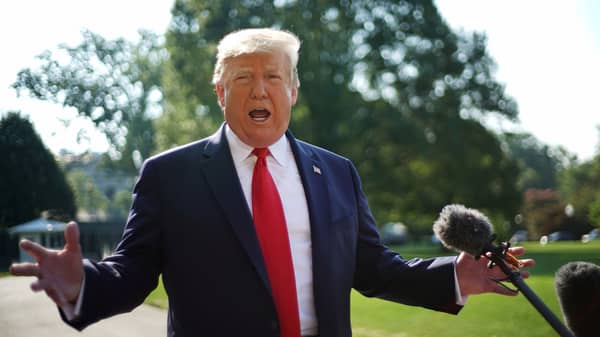 US President Donald Trump departs the White House for mass shooting sites in Ohio and Texas