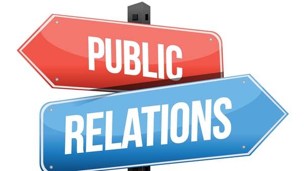 19706196 – marketing concept: public relations road sign illustration design