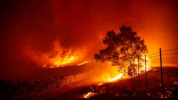 Wildfire roars through California wine country