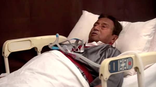 Pakistan’s former president Musharraf speaks from a hospital bed in Dubai