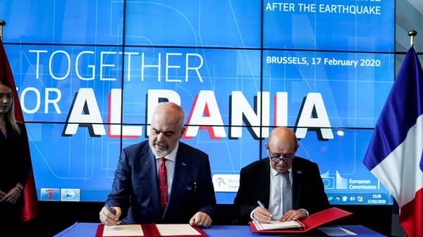 BELGIUM-EU-ALBANIA-POLITICS-QUAKE-AID