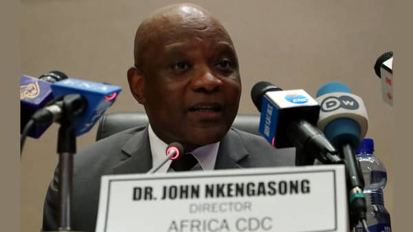John Nkengasong, AfricaÕs Director of Centers for Disease Control (CDC), speaks during a news conference on coronavirus at the African Union Headquarters in Addis Ababa