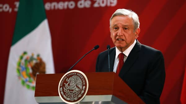 Andres Manuel Lopez Obrador Meets Pedro Sanchez Perez-Castejon Prime Minister of Spain