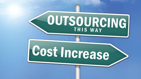 Way Signs “Outsourcing, This Way – Cost Increase”