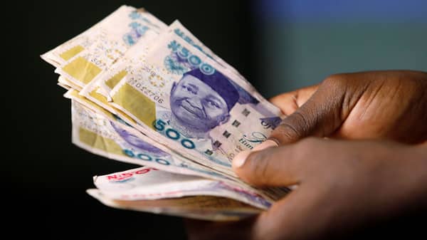 Nigerian naira banknotes are seen in this picture illustration