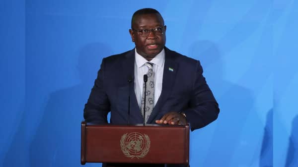 Sierra Leone’s President Julius Maada Bio speaks during the 2019 United Nations Climate Action Summit at U.N. headquarters in New York City, New York, U.S.