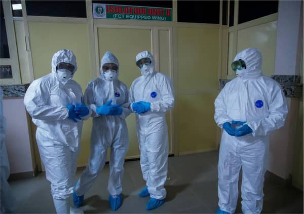 Some COVID-19 volunteer supporting case management at FCT Isolation Center in Abuja_Photo_Ogbeide_WHO