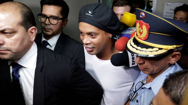Ronaldinho leaves Paraguay’s Supreme Court after testifying in Asuncion