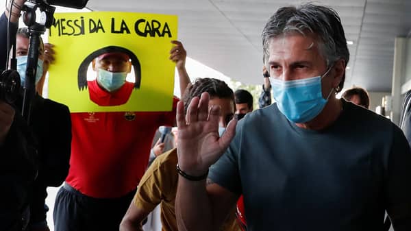 Jorge Messi, father and agent of soccer player Lionel Messi, arrives at airport in Barcelona