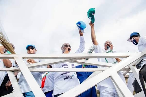 Akeredolu and Oyetola at Ore, Ondo State