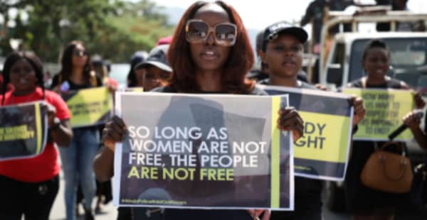 Abuja women protest the raid of women in the country’s capital. Photo CNN