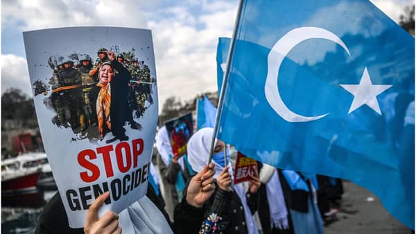 TURKEY-CHINA-UYGHUR-WOMEN-DAY-DEMO