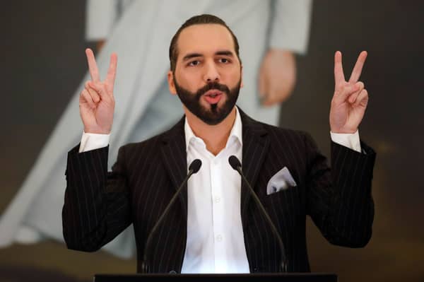 Salvadoran President Nayib Bukele speaks at a news conference in San Salvador on Sunday – Jose Cabezas-Reuters