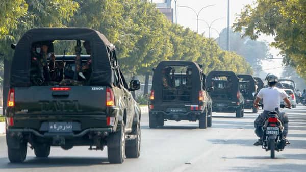 Myanmar military convoy