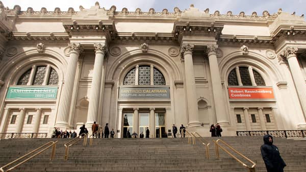 FILE PHOTO: Visitors walk along steps of Metropolitan Museum of Art in New York