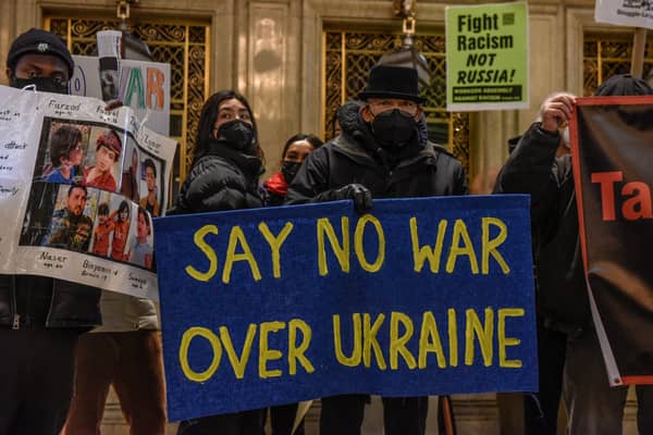 Anti-War Demonstrators Rally At NYC’s Grand Central Station