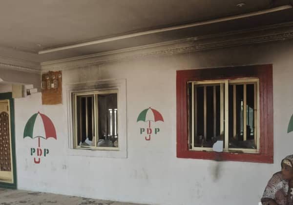 External-part-of-Gombe-PDP-Chairmans-office-torched-with-fire.