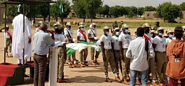 Borno NYSC members during closing ceremony of 2022 Batch ‘B’ stream orientation on Tuesday in Katsina State