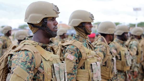 Somali military officers attend a training programme by the United Arab Emirates at their military base in Mogadishu