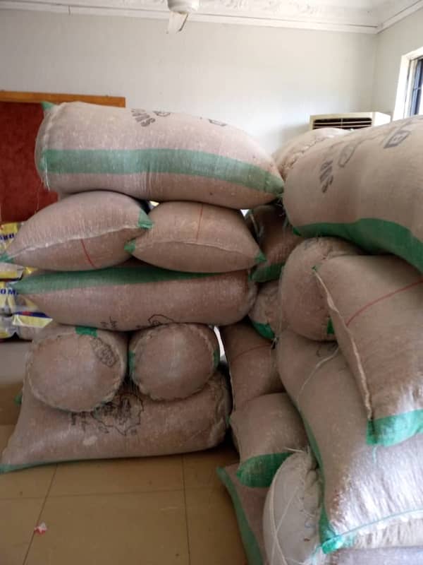 A warehouse loaded with bags of food palliatives items for distribution