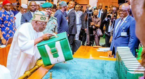 President-Bola-Tinubu-left-presentating-2024-Appropriation-Bill-at-the-joint-plenary-session-of-the-National-Assembly-in-Abuja-on-Wednesday-e1701322437779