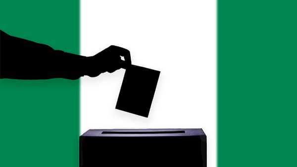 Nigeria flag with ballot box
