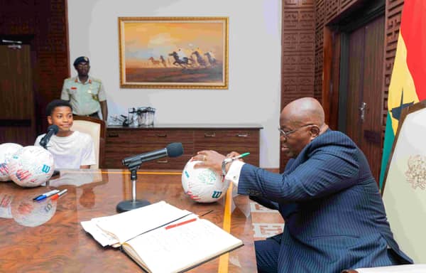 Ghana President Nana Akufo Addo Signs ISMACHIAH ODUWOLE Climate + Sustainability Ball May 2024