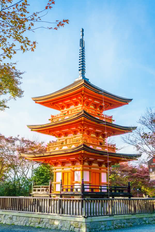 Beautiful Architecture in Kiyomizu-dera Temple Kyoto, Japan
