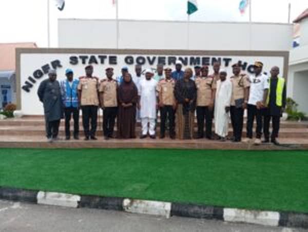 The Corps Marshal, Federal Road Safety Corps (FRSC) Malam Shehu Mohammed with the Deputy Governor, Niger State, Yakubu Garba
