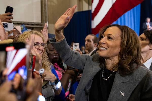 Democratic presidential nominee Vice President Kamala Harris holds election campaign event