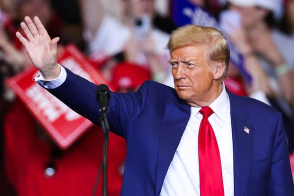 Republican presidential candidate Donald Trump delivers remarks at campaign event