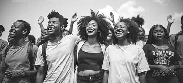 Young black people celebrating youth day