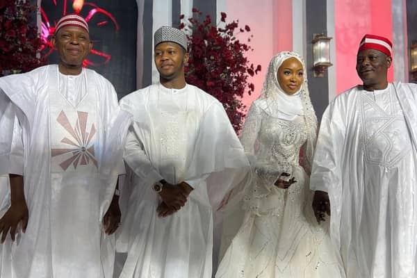 Dahiru Mangal and Senator Rabiu Musa Kwankwaso with Fahad Dahiru Mangal and Aisha Rabiu Musa kwankwaso