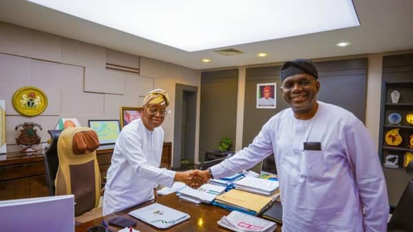 Gboyega Oyetola (left) and Adeniran Aderogba