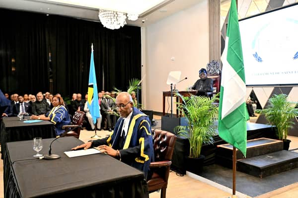 President Bola Tinubu addressing a special joint sitting of the Senate and House of Assembly of Saint Lucia at Sandals Grande, Gros Islet. Monday, June 30, 2025.2