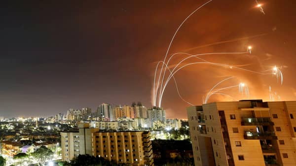 FILE PHOTO: Israel’s Iron Dome anti-missile system intercepts rockets launched from Gaza Strip