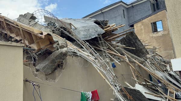 Collapsed building today