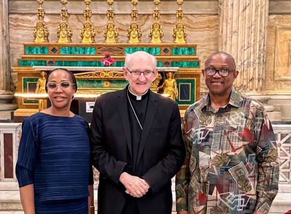 Peter Obi takes Nigeria’s burdens to God in Rome