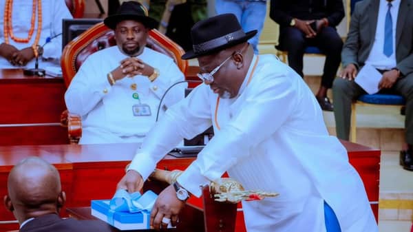 Delta State Governor, Rt. Hon. Sheriff Oborevwori, laying the 2026 Budget Proposal before the Delta State House of Assembly in Asaba, yesterday.