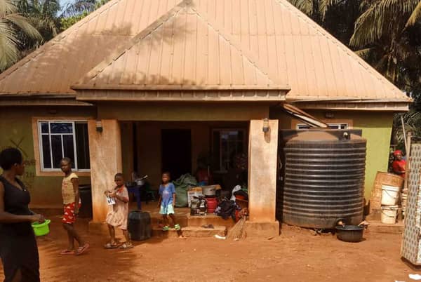 The building before and demolition