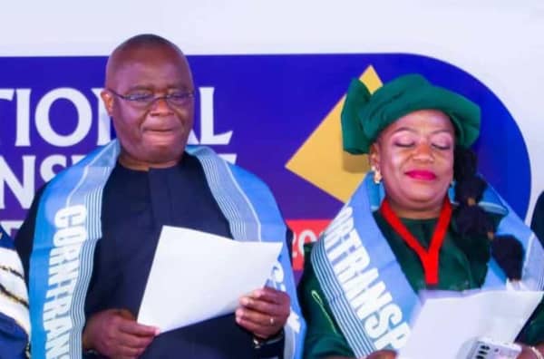 MD of Nigerian Railway Corporation, Dr. Kayode Opeifa, and Dr. (Mrs.) Chizoba Anyika at the CIOTA 7th National Transport Conference, Abuja