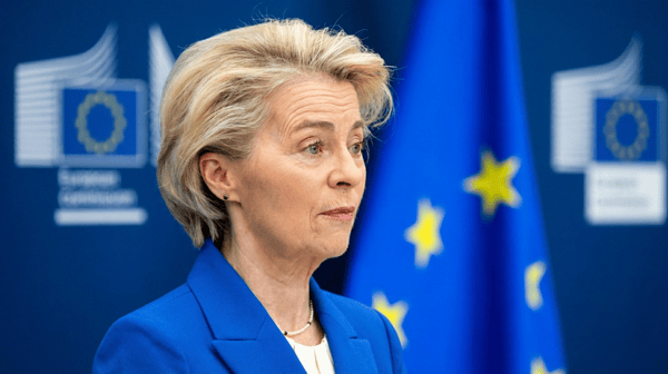 President of the European Commission Ursula von der Leyen gives a press conference