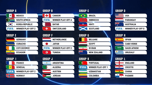 FIFA WORLD CUP TABLE