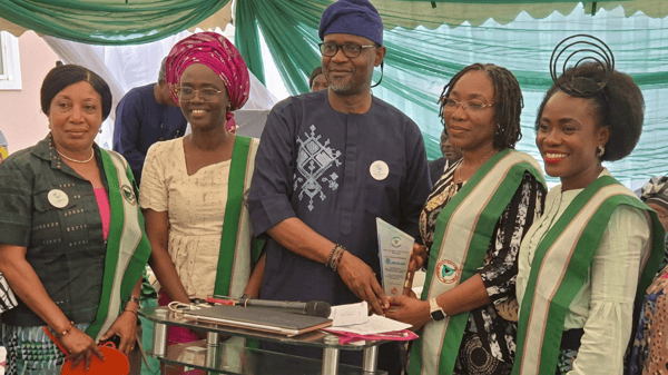 Consultant Dermatologist and Nodal Officer, SERVICOM, LUTH, Dr. Ayesha Omolara Akinkugbe (left); Head, Dermatology Unit, Medicine Department, Professor Olusola Ayanlowo; Chief Medical Director; Prof. Wasiu Adeyemo; guest speaker, Prof. Adebola Ogunbiyi; and Consultant Dermatologist, Dr. Erere Otrofanowei during the event.
