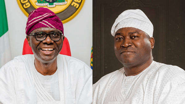 Governor of Lagos State, Mr. Babajide Olusola Sanwo-Olu and the new Executive Secretary and CEO of the Lagos State Security Trust Fund (LSSTF), Dr. Ayo Ogunsan.