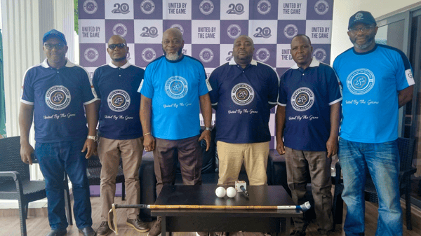 Port Harcourt Polo Club Treasurer, Raphael Olowu (left); Financial Secretary, Victor Ojum; President, Henry Agbodjan; Club Captain, Dr Ikenna Nebolisa; Security Member, Manasis Adams and Secretary, Kester Buzugbe during the unveiling of the programme for the Port Harcourt International Polo Tournament at the weekend