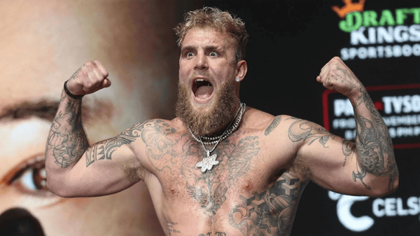 YouTuber Jake Paul celebrates after beating former world heavyweight champion, Mike Tyson by unanimous decision