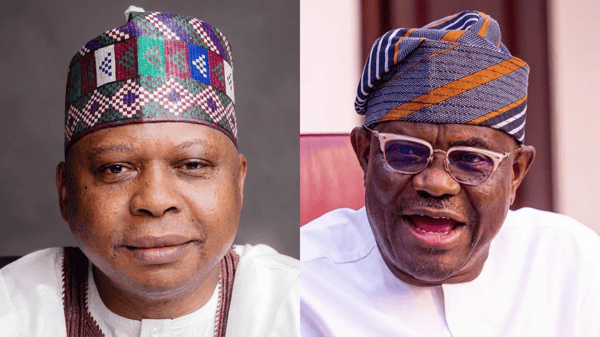 senior lawyer Kabiru Tanimu Turaki(R) Minister of the Federal Capital Territory (FCT), Nyesom Ezenwo Wike(L)